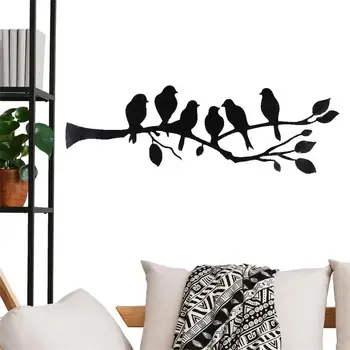 Метална Птица, монтиран на стената артистичен интериор, Непринуден декор за птици, Силует птици в задния двор, Разклонение на дърво За дома, Градина, тераса на открито