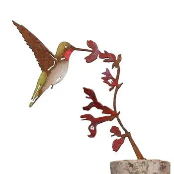 Метални Птици Декор на Двора Синигер Украса на градината Ръждясали птица на клона Животно Украса на градината Ръждясали Вид Метален Градина Ръжда