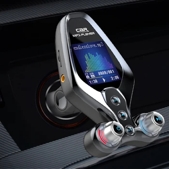 Микрофон Bluetooth 5,0 FM-предавател, Автомобилен MP3 плейър, QC3.0, двойно USB зарядно устройство, комплект за Кола, Подкрепа TF карта, U-Диск музикален плейър