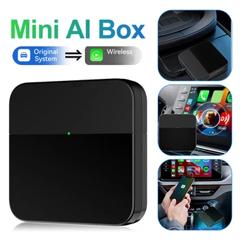Мини Android Auto Carplay Безжичен адаптер AI Box, свързан към безжичен USB WiFi ключ 5,8 Ghz за iPhone IOS 10 +