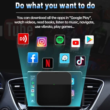 Мини Android Auto Carplay Безжичен адаптер AI Box, свързан към безжичен USB WiFi ключ 5,8 Ghz за iPhone IOS 10 +