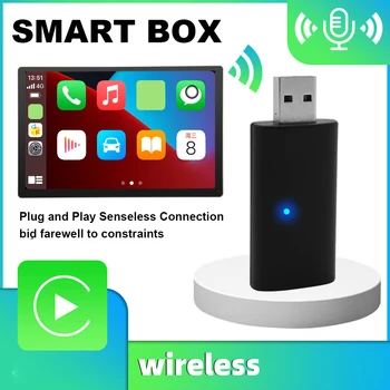 Мини USB-кутия с връзка към безжична мрежа, Bluetooth-съвместима интелигентни AI-кутия за оригиналния кабелна Carplay за модернизация на безжичен Android Auto