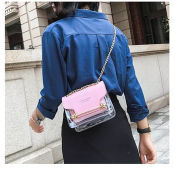 Мини-малка Квадратна чанта, Дамска чанта на верига, Модни Прозрачни Желейные чанти-незабавни посланици, Дамски чанти-клатчи, портфейли