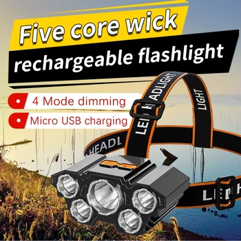 Многофункционална акумулаторна водоустойчив фаровете от ABS-пластмаса с 5 светодиода