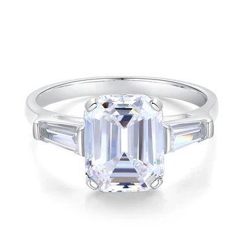 Модерен и луксозен, цветен циркон Solitaire Изумрудени диаманти, светло-бяло пръстен ЩВ, пръстени от цирконий, висококачествено бельо сребърен пръстен, размер 5