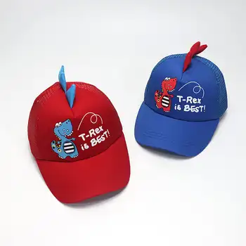 Модерна бейзболна шапка с бродирани букви, Детска мультяшная шапка динозавър, Пролет-лято, Скъпа окото марлевая дишаща шапка с козирка