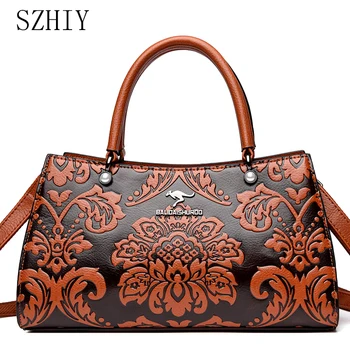 Модерна чанта с принтом, Изящни флорални мотиви, женствена чанта през рамо в китайски стил, чанта през рамо с принтом известния луксозен марка
