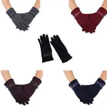Модни дамски топли зимни ръкавици с лък за целия пръст, за да докосване на екрана, ветрозащитная ръкавица за шофиране