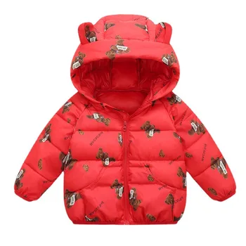 Модни якета за бебета и малки деца, Зимни якета за малки момичета, Връхни дрехи за момчета, палто с анимационни мечка, Нова детски дрехи