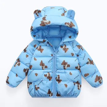 Модни якета за бебета и малки деца, Зимни якета за малки момичета, Връхни дрехи за момчета, палто с анимационни мечка, Нова детски дрехи