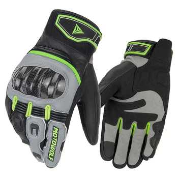 Мотоциклетни ръкавици от въглеродна кожа, мъжки ръкавици за мотокрос, оф-роуд ръкавици, Дишащи Guantes Moto Fit 4 сезона