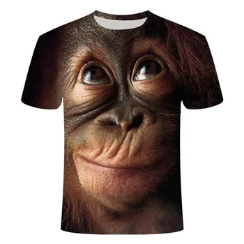 Мъжка тениска с животни, тениски с 3D принтом Орангутан/маймуна, Мъжки Забавни тениски, блузи с къс ръкав и кръгло деколте, Летни дрехи с 3D Принтом XXS-6XL