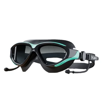 Мъжки и дамски очила за плуване водоустойчив, устойчив на мъгла, с висока разделителна способност, професионални очила за плуване в голяма рамка, шапка за плуване