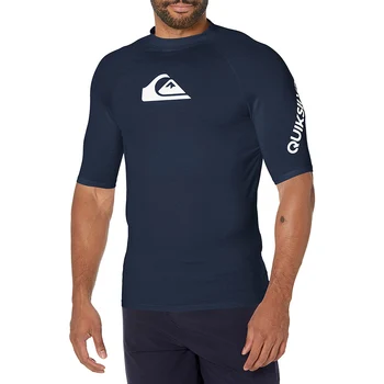 Мъжки Универсална Риза за плуване с защита От Обриви и Сърфиране с къс Ръкав, UV-защита, Бански Костюм за Гмуркане, Облегающая Тениска, Спортни дрехи Rashguard