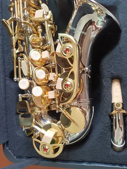 Най-доброто качество на SC-9937 Сопран-саксофон с извити вратове Си Бемол, Месинг Саксофон с Никелово покритие, покрит със сребро, с мундштуком Cas