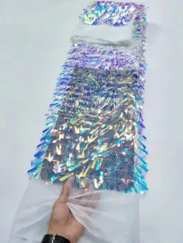 Най-новият многоцветен африканска лейси плат 2023, Благородна лейси плат от френски млечен коприна С пайети, нигерийски вечерна рокля