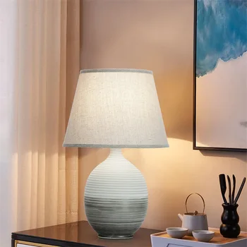 Настолна лампа с димер, керамична настолна лампа, модерна творческа украса за дома, спални