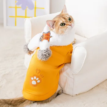 Нов шал, нашивка с изображение на котка, на малък тигър, Есента е топла, млада котка, безволосый котка, Дрехи за коте, Пуловер за домашни любимци