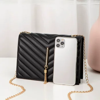 Нова дамска чанта за през рамото от изкуствена кожа, Модерна чанта през рамо, с V-образен Дизайн, Малка чанта през рамо, Черни, Бели Пътни чанти през рамо