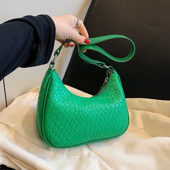 Нова дамски Луксозна Дизайнерска Модна чанта на райе, Однотонная Ежедневни Универсална чанта-тоут през рамо, чанта за вечеря под мишниците