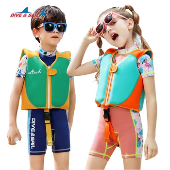 Нова детска спасителна жилетка с анимационни принтом, плаващ лихвен яке за момчета и момичета, плажен жилетка за осигуряване на плавателност, Неопреновый спасителна жилетка