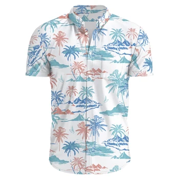 Нова кокосова палма 3D печат мъжка риза Aloha мъжки ежедневни социални копчета за ръкавели, ризата с къс ръкав градинска мъжка риза