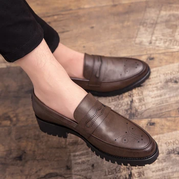 Нова Мъжки обувки от естествена кожа, Размер 38-46, Мека, устойчива на плъзгане Обувки За шофиране, Мъжки обувки Пролет в бизнес Стил, Мъжки Обувки