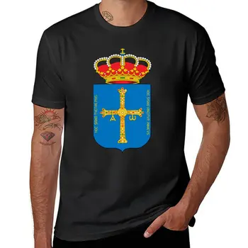 Нова тениска на стопанските хартата Астурия, изработена по поръчка на тениска, тениска с къс ръкав, къса тениска нова версия, мъжки реколта тениски