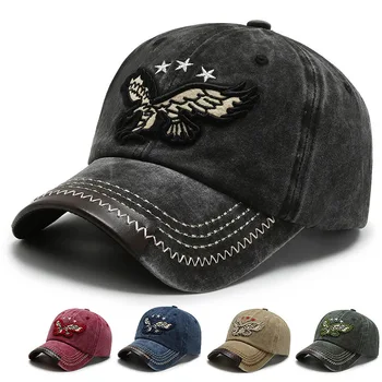 Новата или старата выстиранная ковбойская бейзболна шапка за мъже и жени, нашивка с бродерия, козирка с обърнати нагоре периферия, шапка с утиным по езика