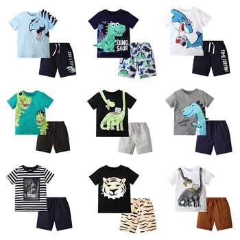 Нови комплекти детски дрехи, лятна памук комплект дрехи за момчета, Скъпа детска тениска с къс ръкав от анимационен филм 
