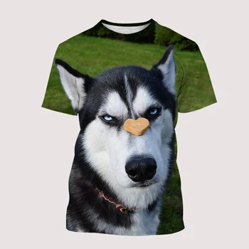 Нови летни модни мъжки тениски с изображение на куче, ежедневни тениски с 3D принтом, блузи в стил хип-хоп с кръгло деколте и къс ръкав