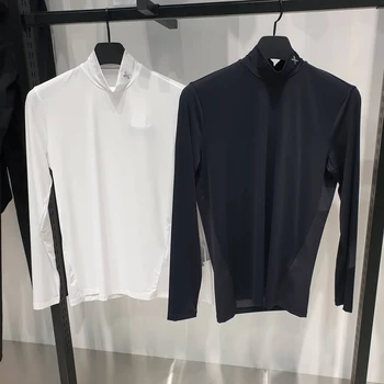 нови риза за голф с имитация на шията и дълъг ръкав за мъже, пролетно-есенна спортна многопластова базова тениска за влюбени двойки, дрехи за голф, дрехи за голф