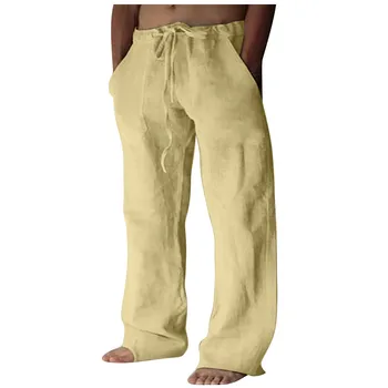 Обикновен памук спално Бельо, мъжки панталони, минималистичные основни ежедневни панталони на експозиции, Тънки-Големи Размери, Свободни панталони с прав штанинами