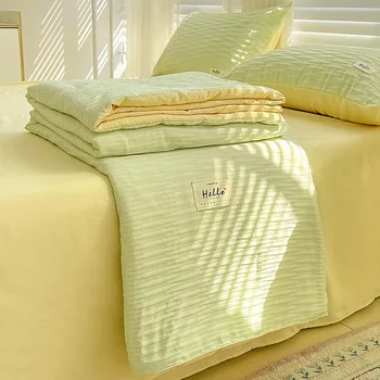 Однотонное лятно одеало за кондициониране на въздуха в тънка ивица, лесен стеганое одеяло, диван-легло размер 