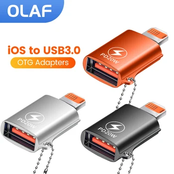 Олаф PD 20W OTG За IOS OTG Adaptador За iPhone 14 13 12 11 Pro iPad U Disk Lightning Конектор USB 3.0 Адаптер за iOS 13 по-горе