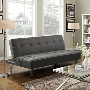 Олдън Design Модерен Текстилен Сгъваем futon с USB, активен въглен