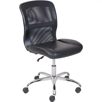 Опора за офис стол със средна облегалка от винил мрежа, черен