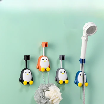 Очарователен скоба за душ глави във формата на пингвин за деца, регулируема и подвижна, универсален за баня