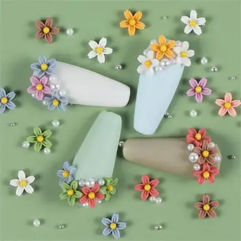 /пакет 3D Цветен матиран пятилепестковый цвете за нокти, Аксесоари за дизайн на ноктите от смола, аксесоари за нокти 