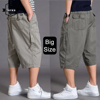 Памучни къси панталони Големи Размери 6XL, Мъжки Ежедневни Летни Провиснал Тактически панталони-Карго, Модни Свободни Спортни Скъсяване на панталони, Pantalones Hombre