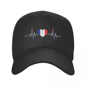 Персонални бейзболна шапка с френски флаг, сърцебиене Франция, мъжки и дамски дишаща шапка за татко, улични бейзболни шапки-снэпбэк