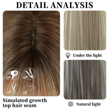 ПЕРУКИ 7JHH Синтетичен Пепеляво-светла перука с директни коса и бретон, меки естествени перуки с висока плътност за жени за дневни партита, топлоустойчиви