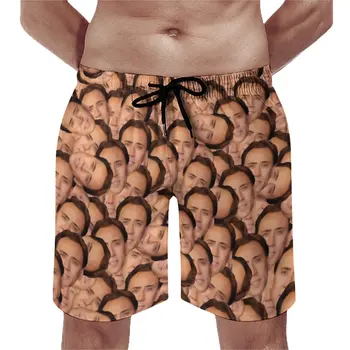 Плажни шорти Nicolas Cage за мъже, Плажни Панталони с Забавен принтом Nicholas, Плажни Панталони с принтом Плюс Размер