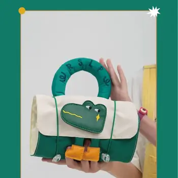 Подвижна чанта за съхранение и 4-в-1, Пътна косметичка, Новост 2023, Скъпа чанта за съхранение на козметика с изображение на Крокодил от Картун Голям капацитет