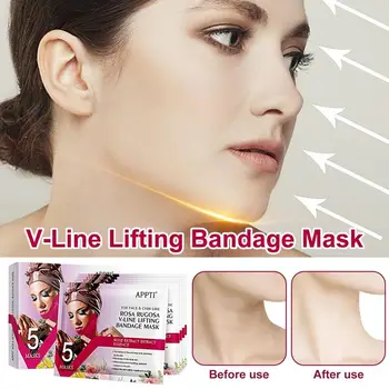 Подтягивающая маска за лице, Помощ за лифтинг на лицето V-Line, С двойна вдлъбнатина, Стягане на кожата, Хидратиращ Инструмент за грижа за лицето, Подаръци за Годишнини