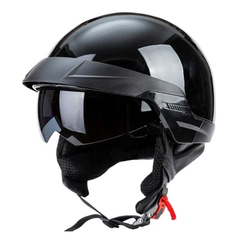 Половината каска на Мотоциклет шлем с открито лице и защитни очила, быстросъемная обтегач, Велосипеди каска за мотокрос