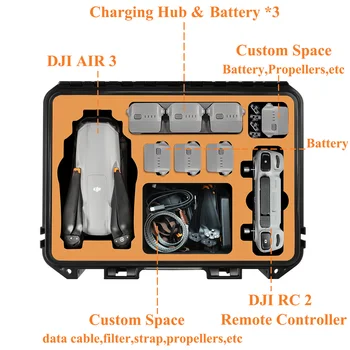 Преносим калъф за съхранение на DJI AIR 3, водоустойчив взрывозащищенная кутия, на твърда обвивка, защитна чанта за дрона, аксесоари за чанти