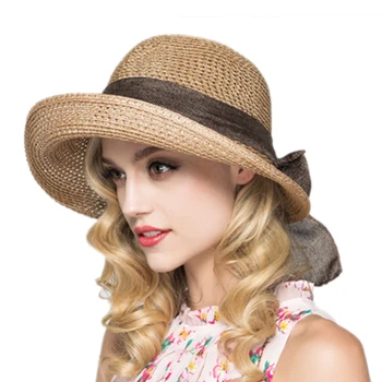 Проста и модерен сламена шапка, Дамски лятна солнцезащитная шапка, слънцезащитен крем за морето, Голяма сгъваема плажна шапка, Женски trend цилиндър