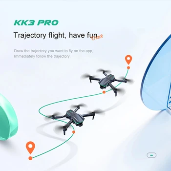 Професионален Дрон KK3 Pro с камера с двойна 4K HD, сгъваема самолет за заобикаляне на препятствия, дистанционно управление с четири оси с функцията WIFI FPV