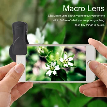 Професионален обектив за камерата на телефона 12.5 x Макро Photo Camera HD 0.45 x Супер широкоъгълен обектив за Samsung iPhone на Всички смартфони